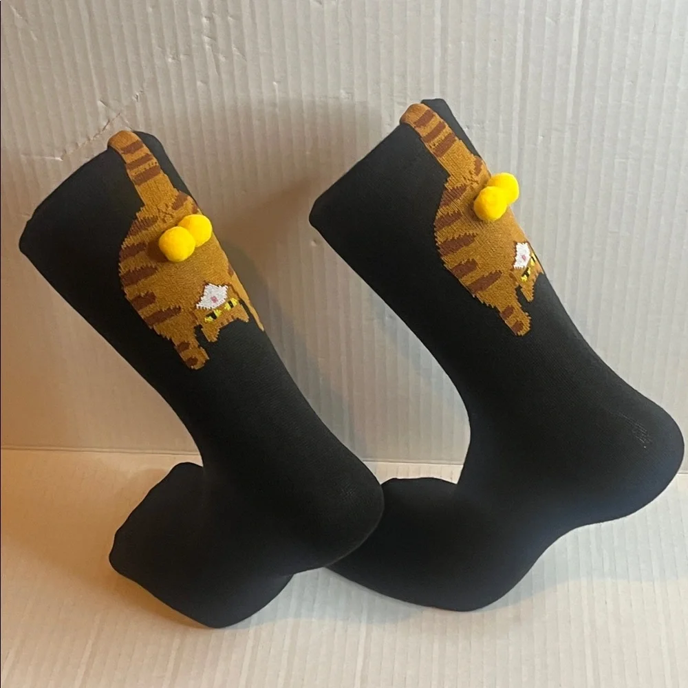 Cat Design Black Socks